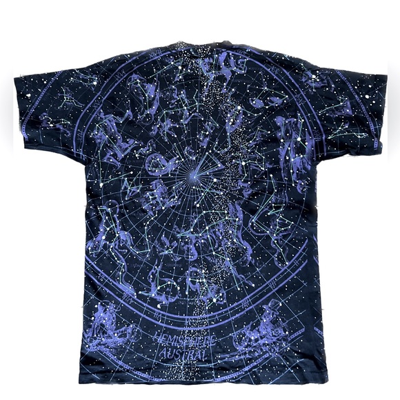VINTAGE 1993 Liquid Blue Constellation Astrology All Over Print t-shirt men’s L - Picture 2 of 3